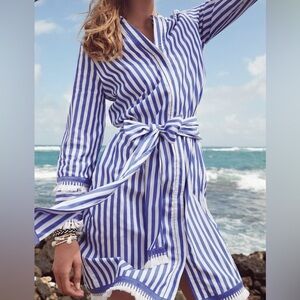 NWT J Crew blue and white striped dress